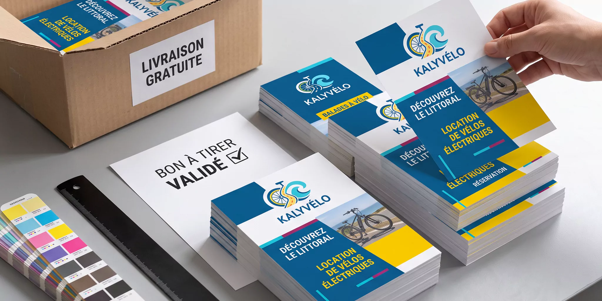 Contrôle de flyers imprimés et préparation de la livraison