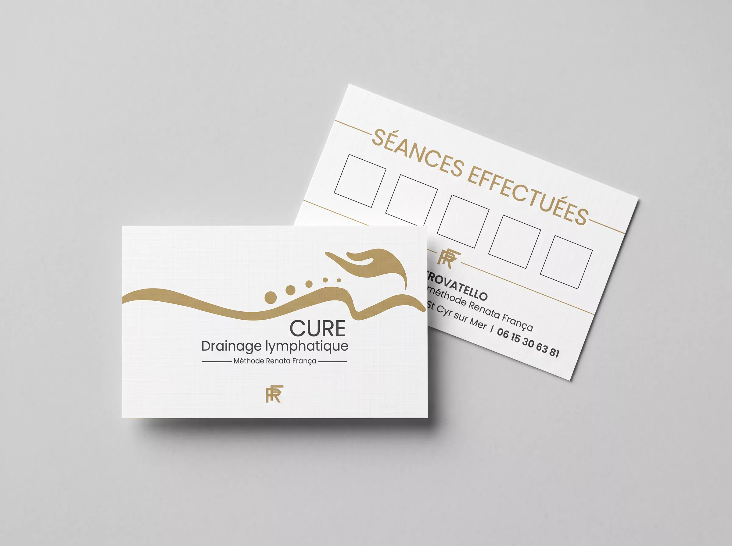 Carte de cure conçue pour le suivi des séances de drainage lymphatique.
