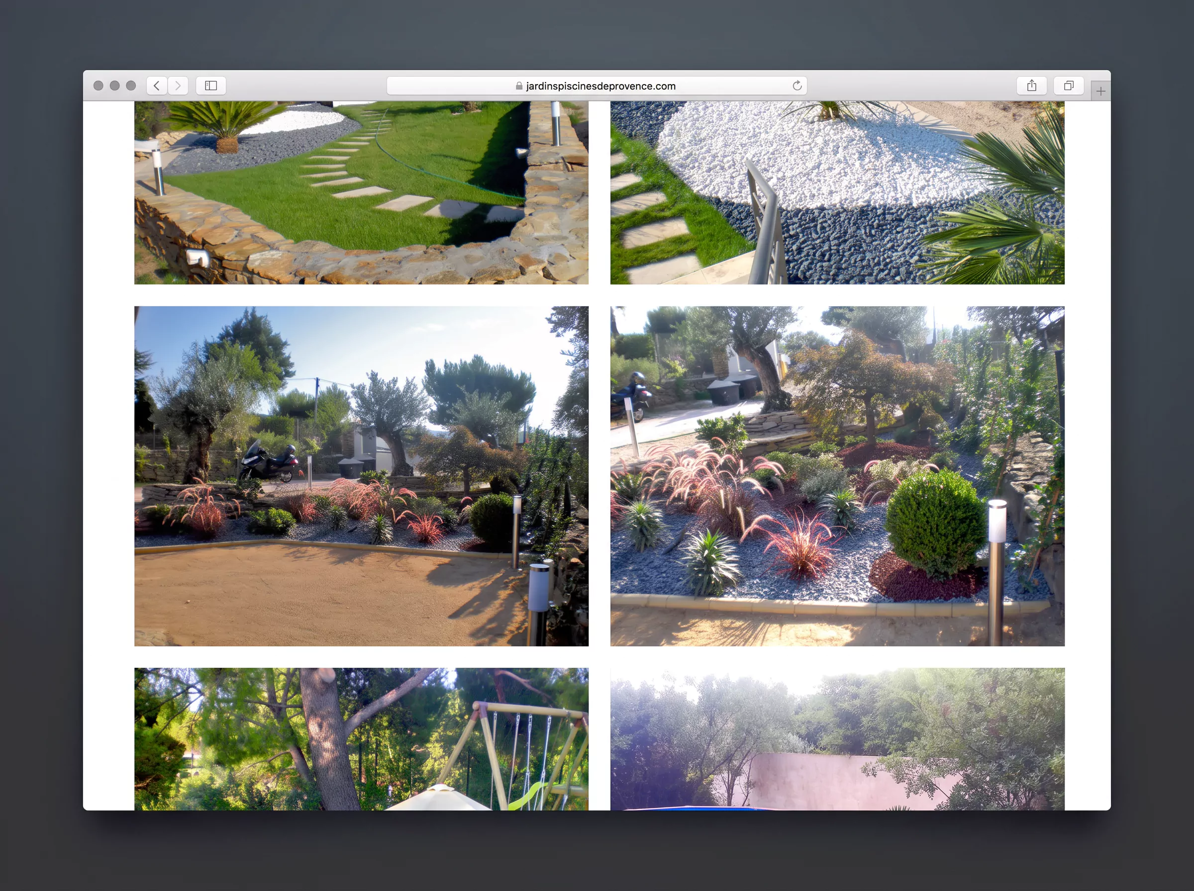 Galerie de photographies de chantiers sur le site Jardins & Piscines de Provence.