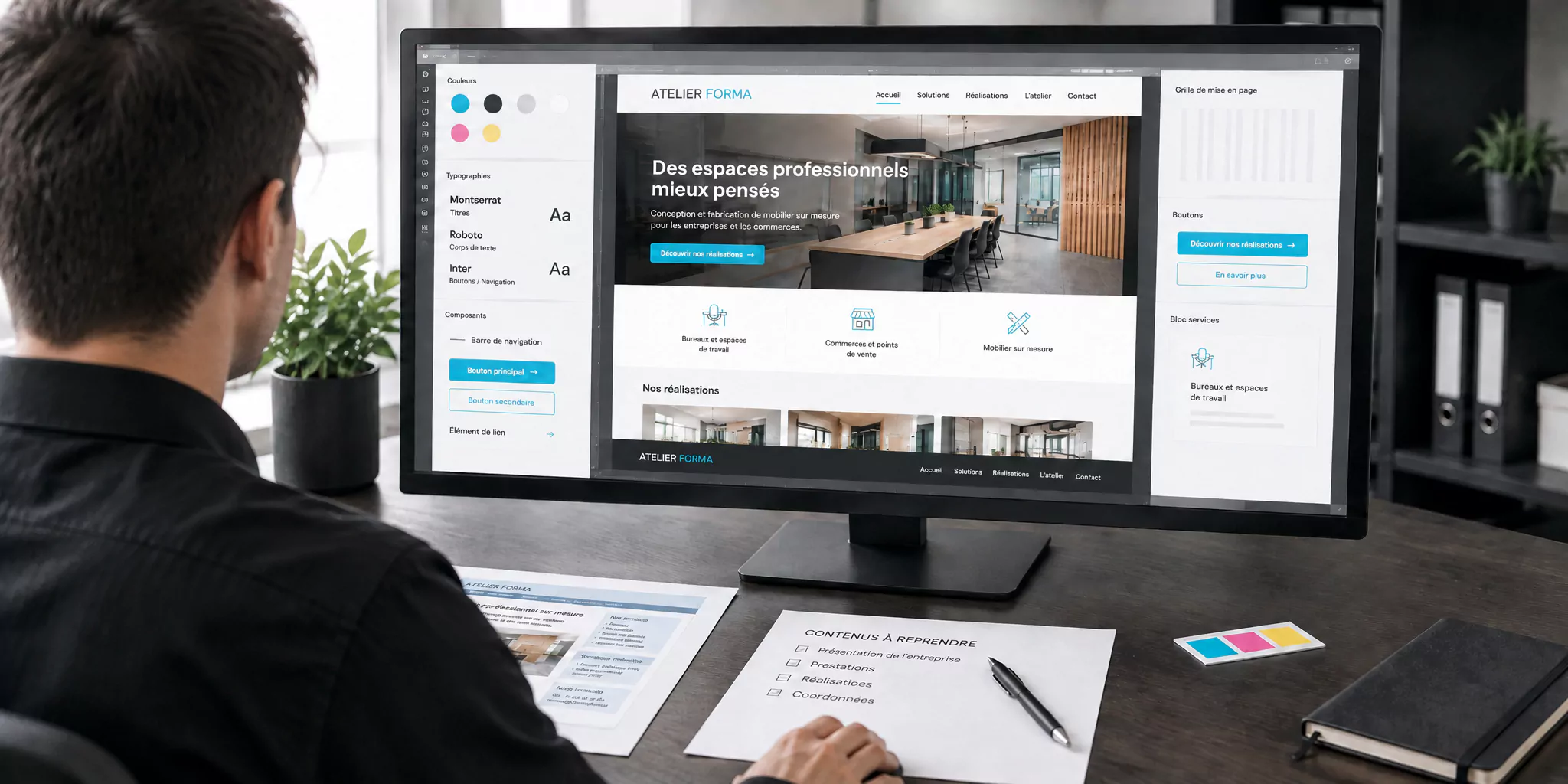 Professionnel travaillant à la nouvelle interface d’un site Internet